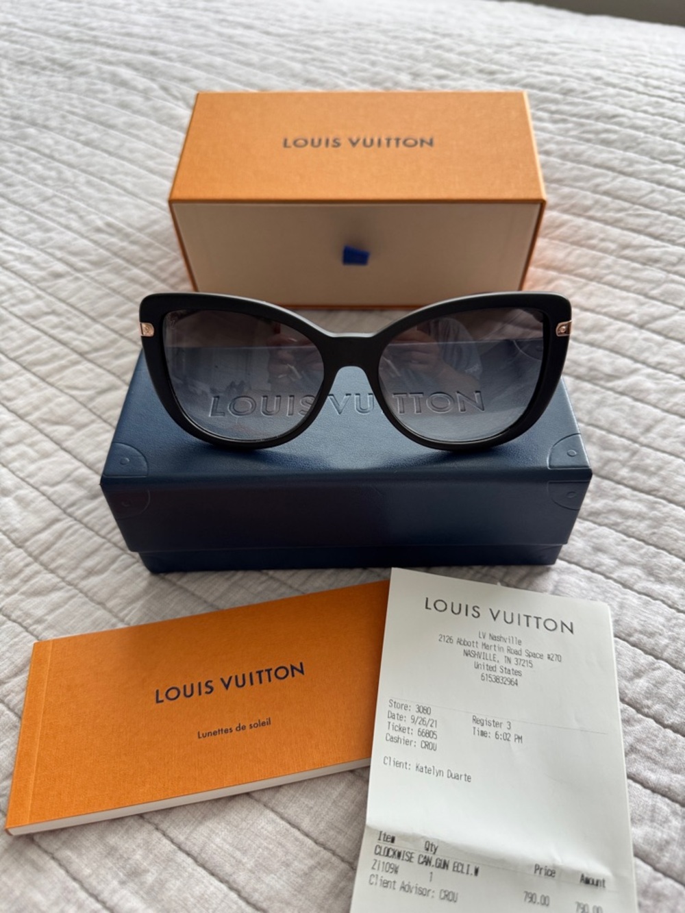 Louis Vuitton Charlotte Sunglasses (Black Cat Eye Monogram Arms)